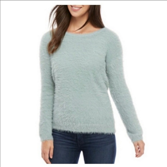 Ellen Tracy Mint Green Fuzzy Sweater Xl 